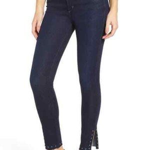 COH Rocket High Rise Skinny Raw Stud Split Hem Jean, Dark Indigo